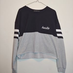 Black, White, and Grey Long Sleeve, Baggy Crop Top